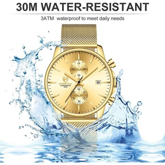 Mens Watch Fashion Sleek Minimalist Quartz Analog Mesh Stainless - Picture 5 of 7